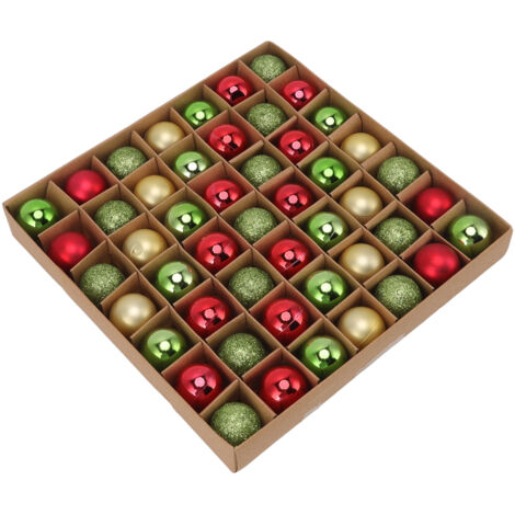 49 pièces Mini Boules de Noël Incassables Brillantes Multicolores pour Décoration de Fête, Mariage et Cadeaux Rouge Vert Or (1/5)