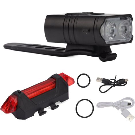 Kit d'Éclairage LED pour Vélo avec Batterie Rechargeable USB, Phare Avant et Feu Arrière, Lampe de Sécurité pour Cyclisme Extérieur (1/5)