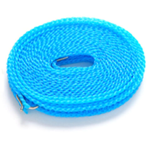 Corde à linge résistante au vent 8 mètres, installation facile sans perçage, pour intérieur et extérieur, couleur bleue. (1/5)