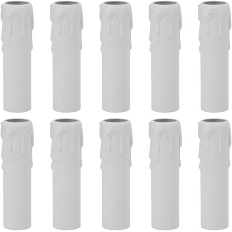 10 pièces de manchons de bougies 4 pouces, couvres-bougies imitation cire dégoulinante vintage pour lustres, blanc