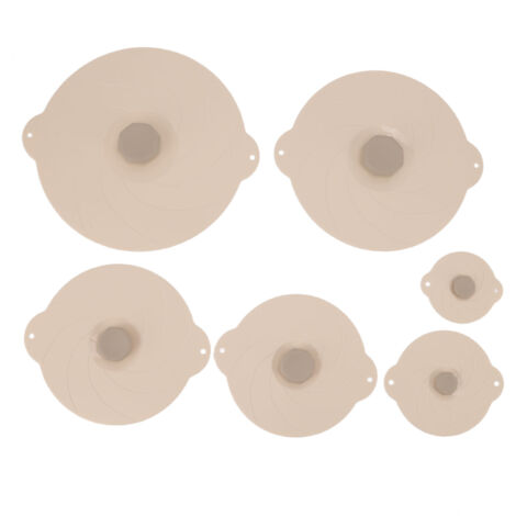 6 Couvercles en Silicone Alimentaires pour Pots et Casseroles - Étanches, Résistants à la Chaleur, Couvercles à Ventouse - 6 Pièces Beige (1/5)