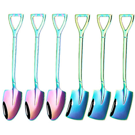 Ensemble de 6 Pelles-Cuillères en Acier Inoxydable 15cm - Pelle Carrée et Pointue pour Maison, Jardin, Bureau - Coloré (1/5)