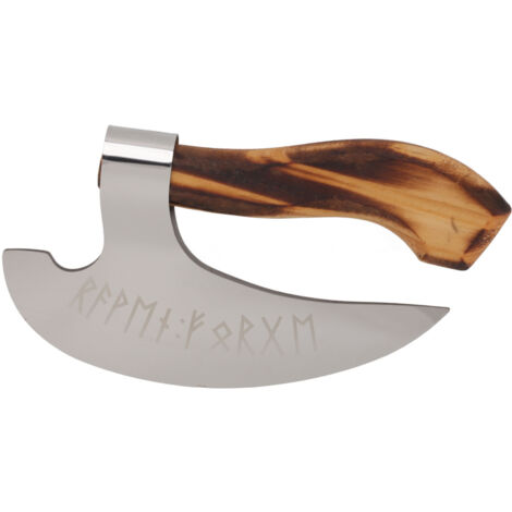 Hache de Coupe à Pizza Viking en Acier Inoxydable avec Manche en Bois Fait Main (1/5)