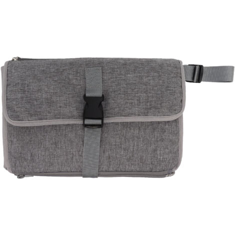 Matelas à langer portable bébé pliable avec poches de rangement, doux pour la peau, en toile Oxford gris (1/5)
