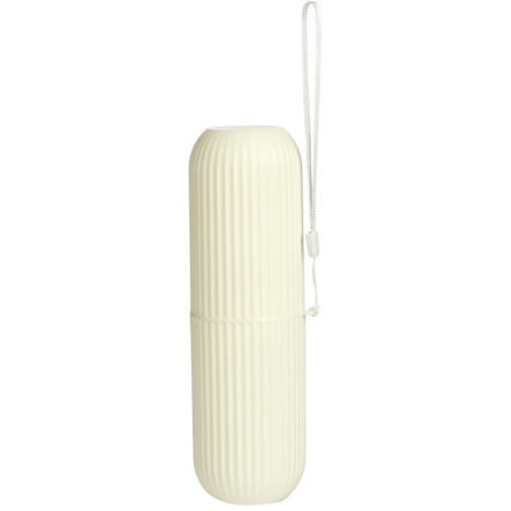 Étui à brosse à dents de voyage portable, boîte de rangement blanche pour brosse à dents et dentifrice rayée