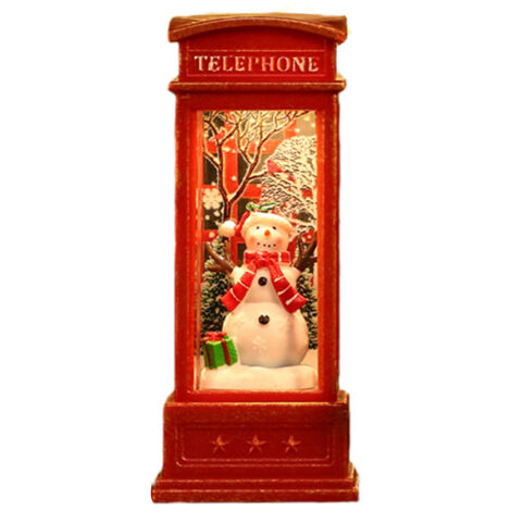 Lampe de Téléphone Cabine à Boule à Neige Lumineuse - Décoration de Noël pour Bar, KTV avec Bonhomme de Neige (1/5)