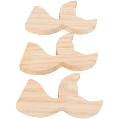 3 Pièces Bricolage Poisson Bois Ornements Queue de Baleine Jouets Éducatifs pour Enfants