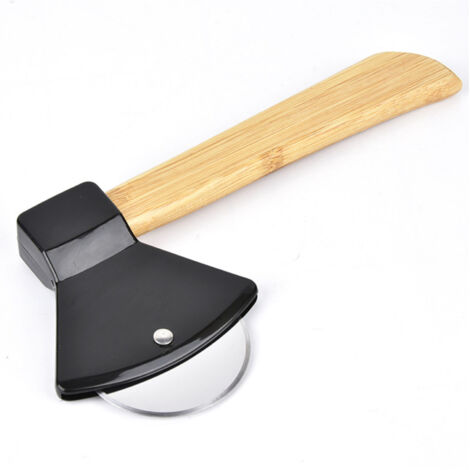 Couteau à Pizza en Acier 430, Manche en Bambou PP Ergonomique, Coupe-Pizza Rond pour Maison et Restaurants Noir (1/5)