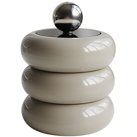 Boîte de Rangement à Coton-Tige Style Nordique 3 Étages avec Couvercle Anti-Poussière - Organisateur de Bureau pour Maquillage en Forme de Donut (1/5)