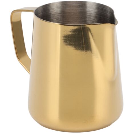 Pitcher à lait inoxydable 550ML pour mousse à café et thé, couleur or, idéal pour cafés et salons de thé. (1/5)