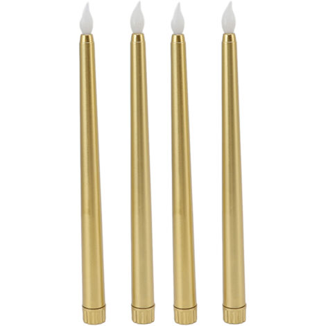 4 Bougies LED Dorées sans Flamme, Sécuritaires et Écologiques, Lumière Chaude, Cierges Électriques à Délai (1/5)