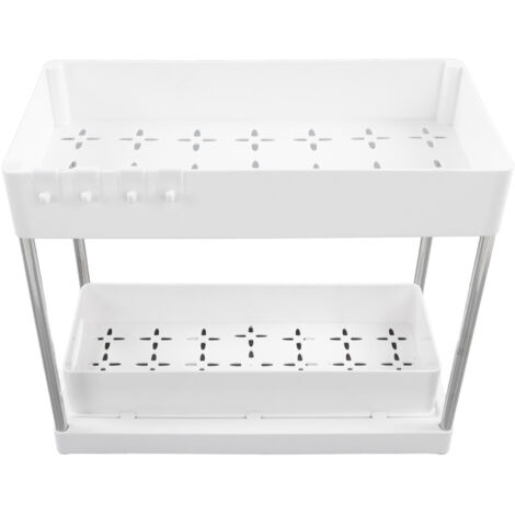 Corbeilles de Rangement Coulissantes en ABS pour Évier, Organisateur de Placard pour Cuisine et Salle de Bain, Tiroirs Blancs pour Cosmétiques (1/5)