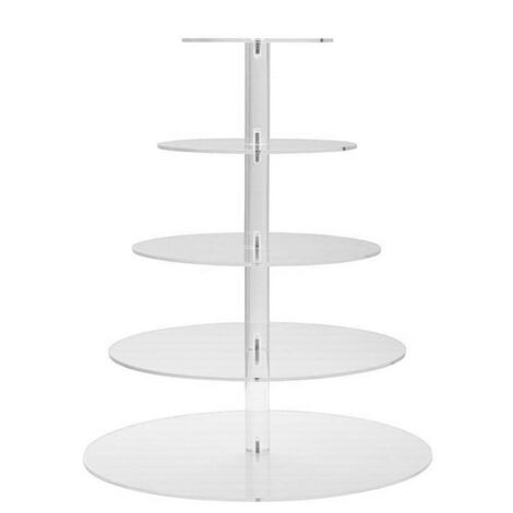 Support à Cupcakes 5 Niveaux Transparent en Acrylique, Présentation Stable pour Fêtes et Réceptions, Étagère Ronde pour Pâtisseries (1/5)