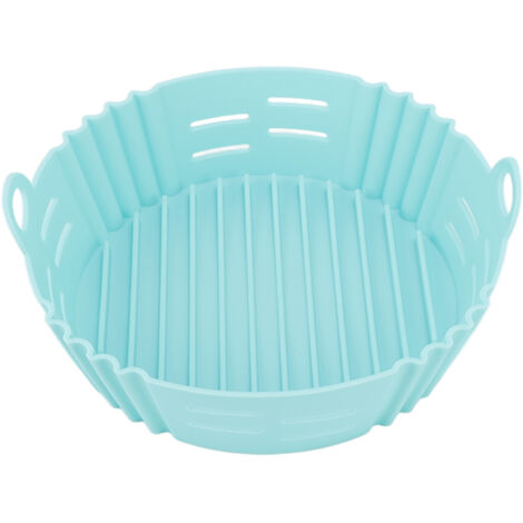 Panier friteuse réutilisable en silicone résistant à la chaleur, lavable et élastique, qualité alimentaire, bleu (1/5)
