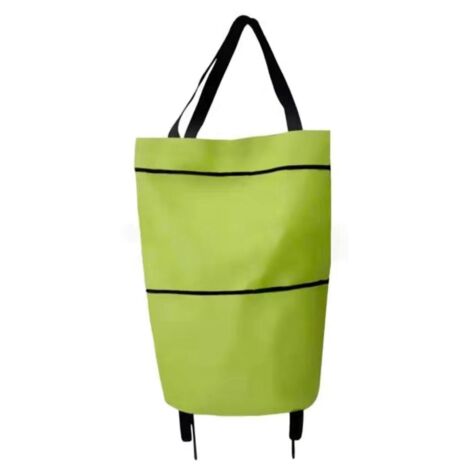 Sac à roulettes pliable vert en tissu Oxford extensible pour courses (1/5)