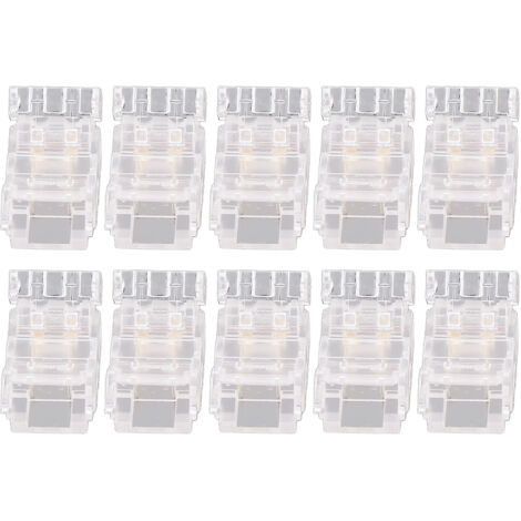 10 Pièces Connecteur de Bande LED COB 2 Broches 8mm Transparent Sans Soudure pour Maison Bureau École (1/5)