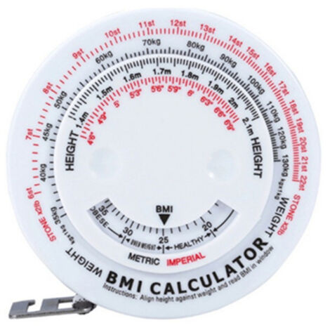 Ruban à Mesurer IMC avec Calculatrice Automatique, Rétractable et Portable pour Tour de Taille - Blanc (1/5)