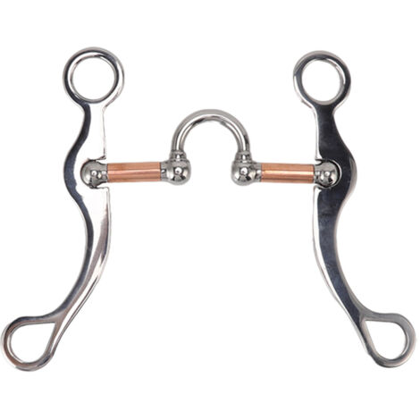 Mors de filet pour cheval en acier inoxydable plaqué or rose, anneaux libres pour équitation extérieure et dressage. (1/5)