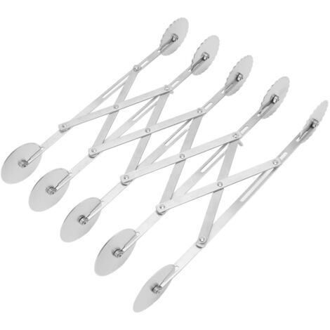 Rouleau à Pizza 5 Lames en Acier Inoxydable, Cutter Rétractable pour Pâte à Tarte et Pâtisserie, Accessoire de Cuisine (1/5)