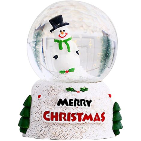 Boule de Noël Lumineuse à Neige - Décoration de Table Enfant pour Réveillon - Petit Bonhomme de Neige en Verre (1/5)