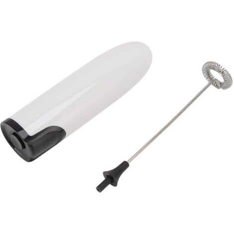 Mousseur à lait électrique portable pour café mousseux, mousse à lait automatique, idéal pour cappuccino et latte, design blanc et noir pour cuisine. (1/5)