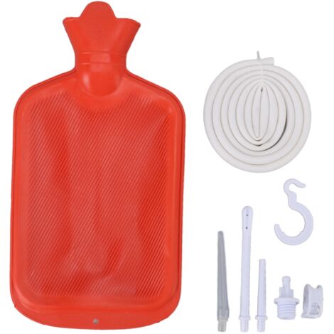 Kit de lavement professionnel avec sac de 2L et tuyau silicone de 1,5m, débit réglable pour soins de santé rouge (1/5)