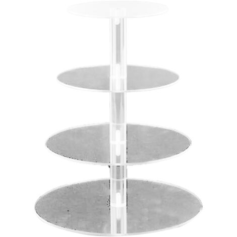 Support à cupcakes transparent 4 niveaux en acrylique, étagère ronde pour présentation et service stable, idéal pour fêtes et événements. (1/5)