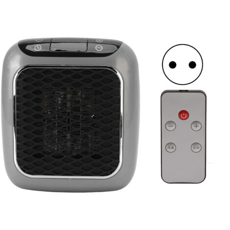 Radiateur de Prise Gris avec Télécommande, Contrôle de Température et Affichage LED - Chauffage Céramique Murale pour Chambre, Bureau ou Sous-sol - Prise EU 220V (1/5)