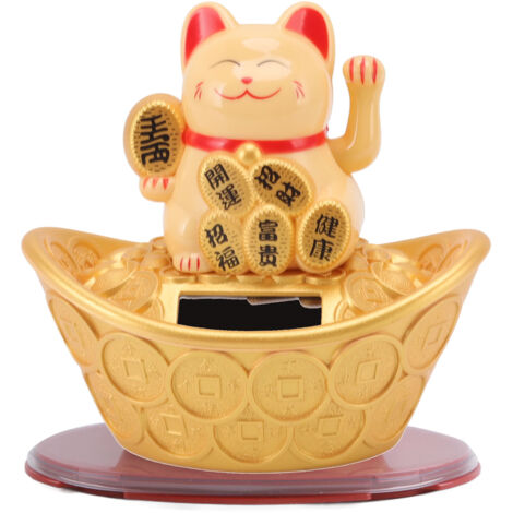 Chat Solaire Porte-Bonheur Chat Maneki-neko Statue à Energie Solaire pour Décor de Voiture et Maison MLY23029 (1/5)