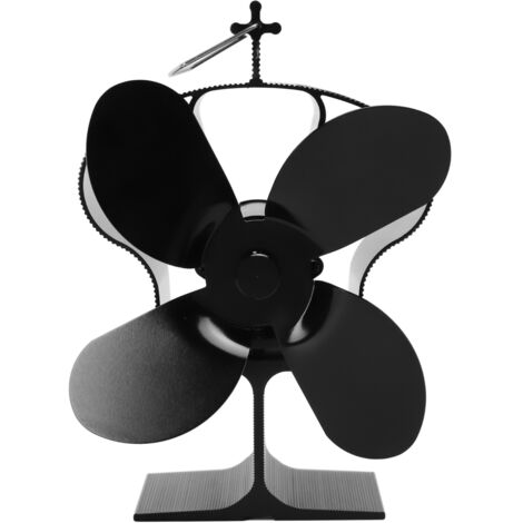 Ventilateur de Cheminée à 4 Pales, Alimentation Thermique, Auto-Démarrage, Haute Résistance à la Chaleur, Style Couronne Noir, Diamètre 152mm (1/5)