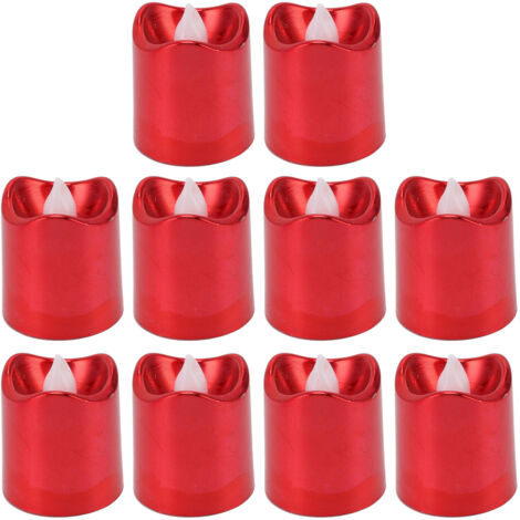 12 Pièces Bougie LED Rouge Lumière Chaude Flamme Électronique pour Noël Anniversaire Mariage Fête