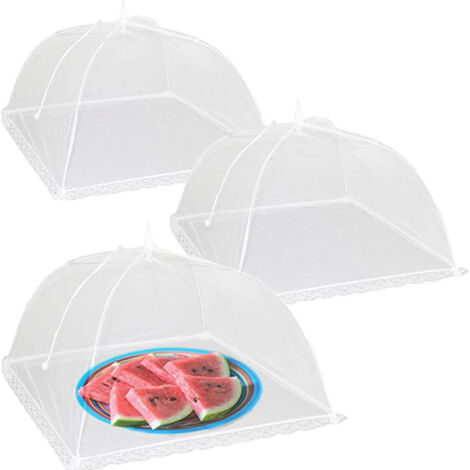 3 Pièces Housses de Protection Alimentaire 18 Pouces, Moustiquaire Blanche Pliable pour Nourriture, Abri Anti-Insectes Cuisine Maison (1/5)