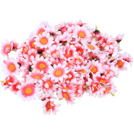 100 pièces de petites marguerites artificielles en soie pour DIY, mariages, bureaux, couleur rose et blanc