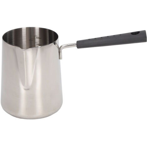 Pitcher à lait inoxydable 304 avec pointe effilée et graduation, 600 ml, idéal pour mousser le lait et créer des lattes, poignée longue pour une manipulation facile. (1/5)