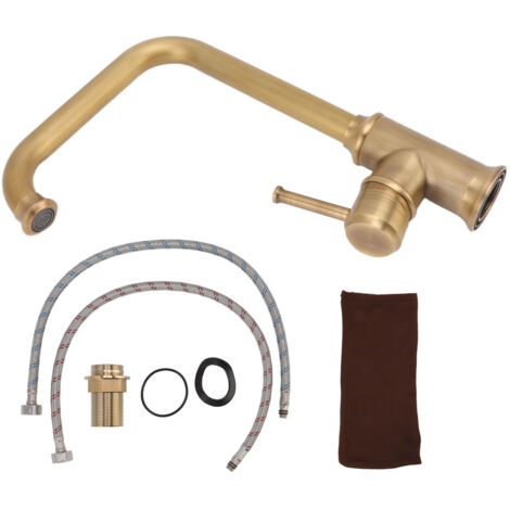 Robinet de Lavabo Vintage Élégant et Rustique pour Cuisine ou Salle de Bain, Mitigeur Eau Chaude et Froide (1/5)