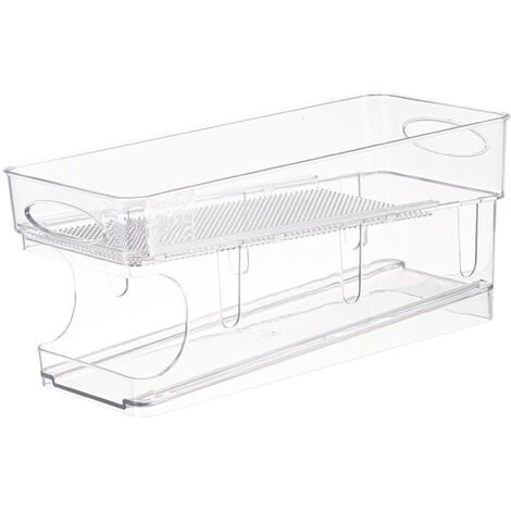 Organisateur de Canettes à Double Couche Transparent pour Réfrigérateur avec Roulement Automatique (1/5)