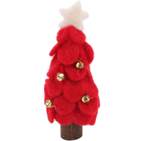 Sapin de Noël en Bois et Laine Felt Rouge - Décoration Murale pour Fenêtre et Intérieur (1/5)