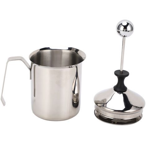 Mousseur à lait manuel en acier inoxydable 500cc, double paroi avec poignée épaisse, idéal pour café maison et bureau. (1/5)