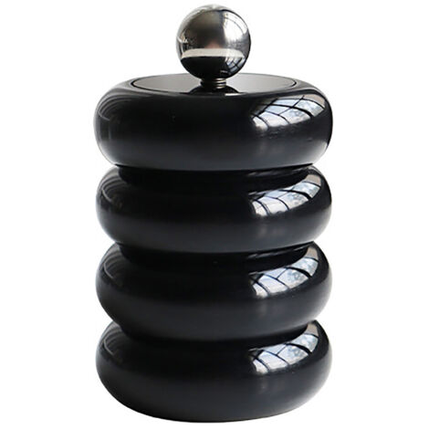 Porte-coton style nordique, distributeur de bâtonnets, boîte de rangement à 4 étages en forme de beignet avec couvercle, noir, pour salle de bain ou maquillage. (1/5)