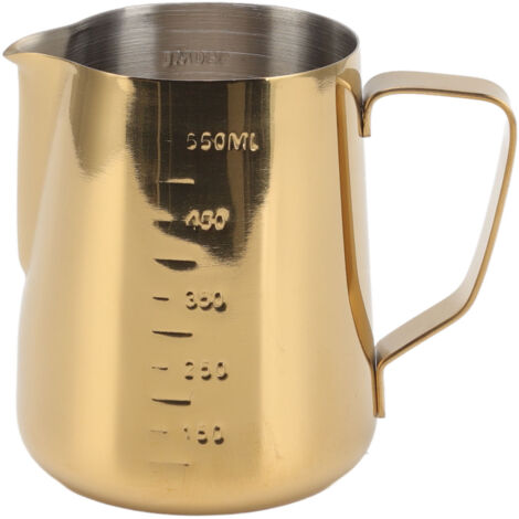 Pitcher à lait inoxydable 304 550ML avec double échelle pour mousse à café et latte art, couleur or (1/5)