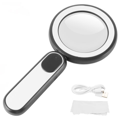 Lampe Loupe Rechargeable 21 LED, 3 Modes - Pour Enfants et Seniors, Lecture Facile Noir/Blanc (1/5)