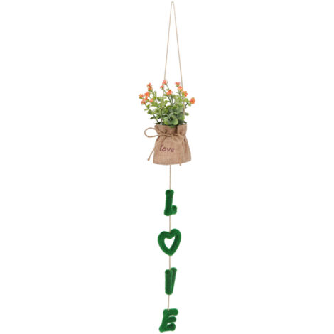 Panier suspendu à fleurs artificielles en plastique et lin pour décoration intérieure et mariage (1/5)