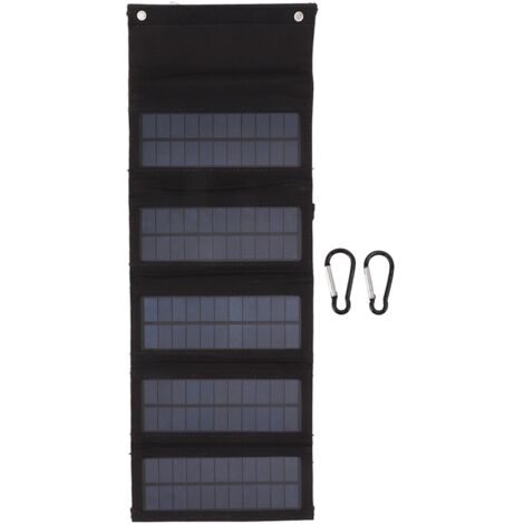 Panneau Solaire Portable 50W Monocristallin - Sac Pliable 5 Sections pour Urgences en Plein Air, Noir (1/5)