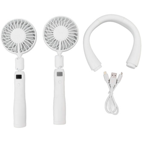Ventilateur de cou 3 vitesses inclinable avec écran LCD, rechargeable USB, portable miniature à main
