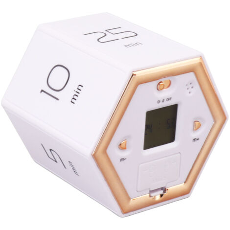Cube Minuteur Magnétique avec Fonction Alarme Silencieuse et Écran LCD - Idéal pour Cuisine, Études, Bureau - Design Moderne Blanc (1/5)