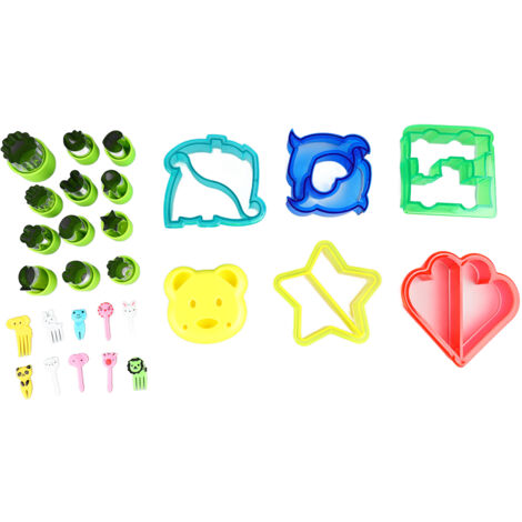 6 Pièces Emporte-Pièces Sandwich, 12 Moules à Biscuits Légumes Fruits, avec 10 Fourchettes Alimentaires pour Pâtisserie Créative (1/5)