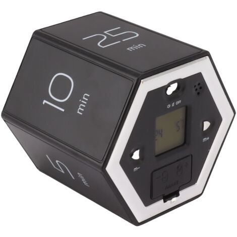 Cube Chronomètre Magnétique avec Fonction Alarme Silencieuse et Écran LCD pour Cuisine, Étude, Bureau - Noir (1/5)