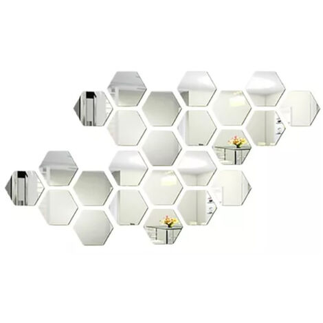 24 autocollants miroirs hexagonaux en acrylique pour décoration murale salon chambre (1/5)