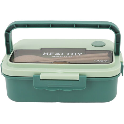 Boîte Bento 3 Compartiments 1000ml Micro-ondable pour Enfants et Adultes - Vert Matcha (1/5)