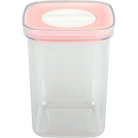 Boîte de Rangement Alimentaire Hermétique 1300ml Rose pour Céréales et Riz - Conteneur Transparent avec Couvercle (1/5)
